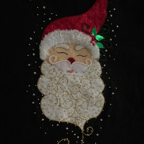 Black Christmas Sweater with Santa Design - Picture 3 of 4